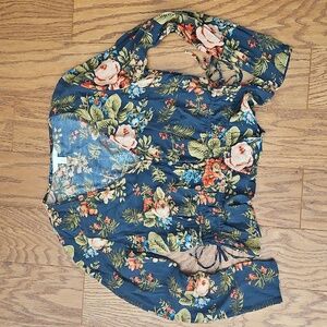 H&M Floral Peplum Boho Blouse Sz 8
